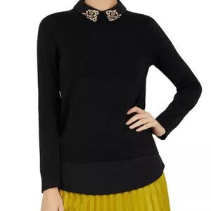 Ted Baker Black Moliiee Embellished-Collar Sweater | Size 1 | EUC | (TC)